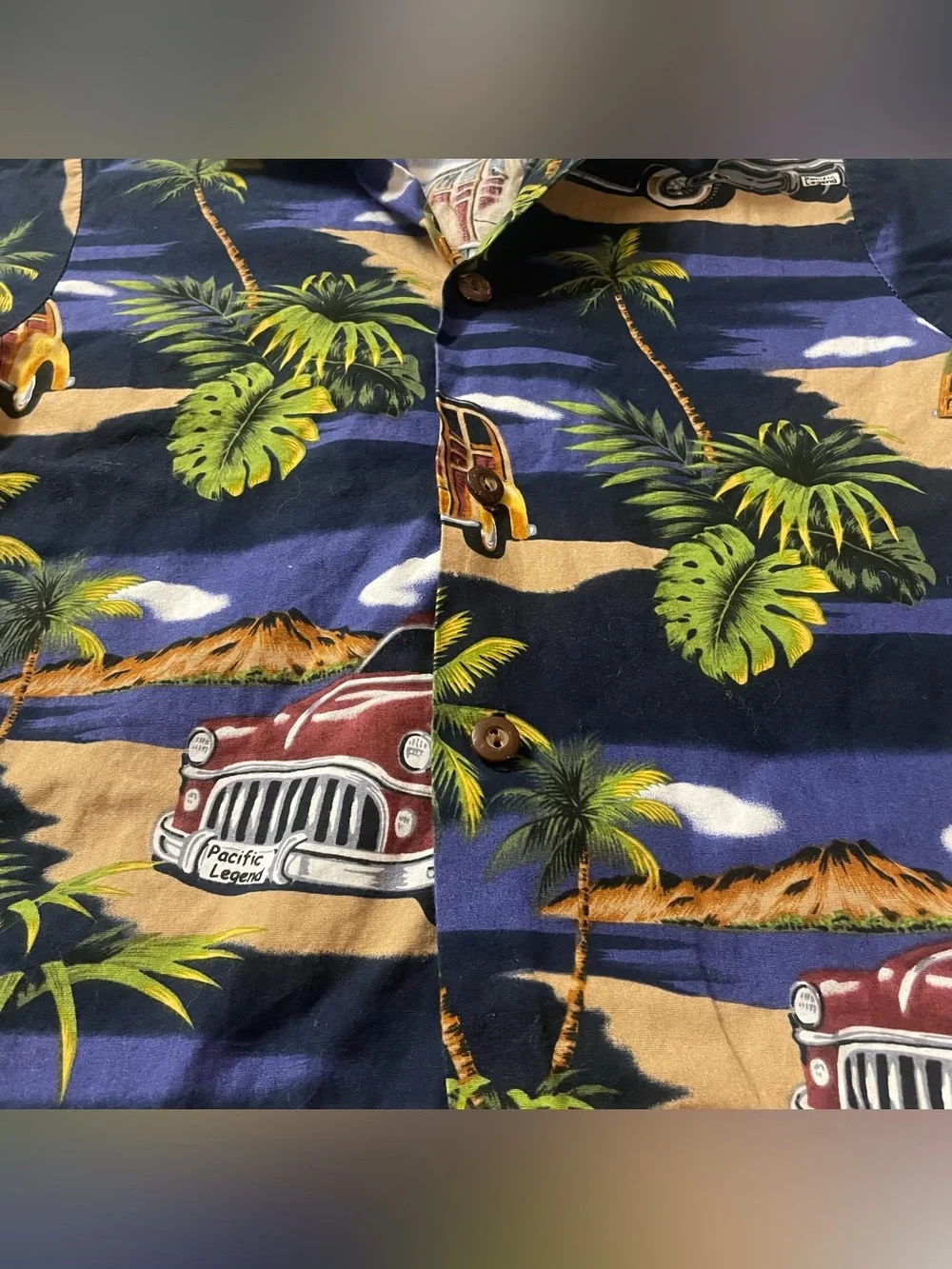 Pacific Legend Retro Palm Trees and Woody Wagons Button Down Shirt size 3T - Picture 2 of 11